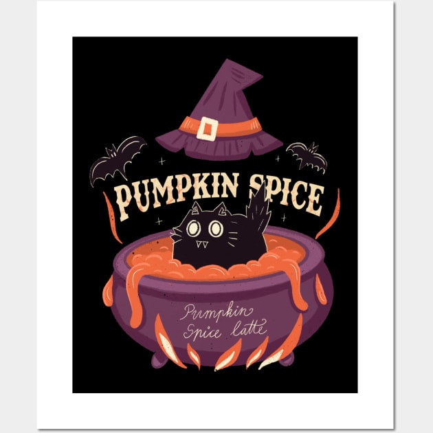 PUMPKIN SPICE & everything nice cat halloween Wall Art by nanaminhae